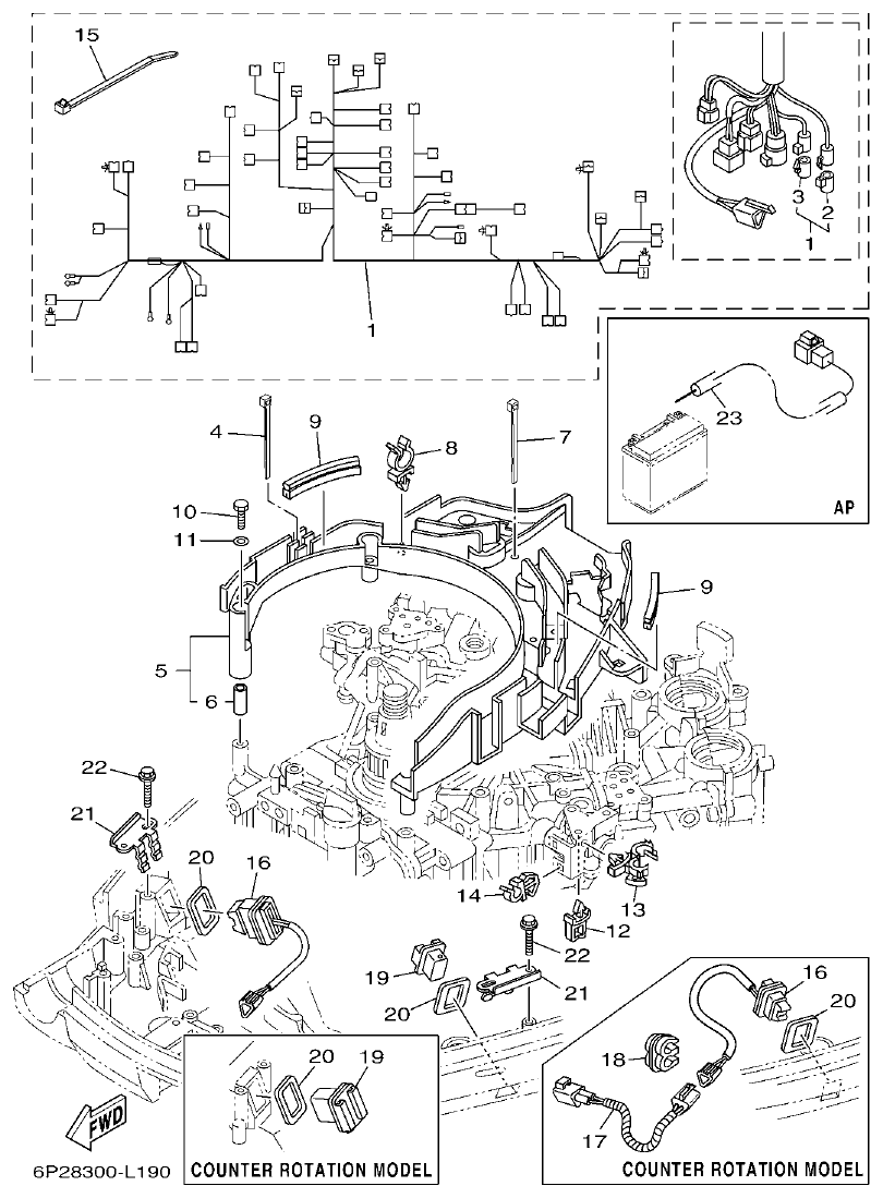 Yamaha F250GET, FL250GET ELECTRICAL 3 parts diagram